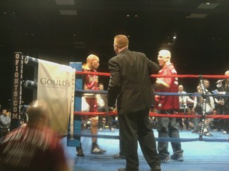 Ron (on far right) and Caleb (on left) before the fight