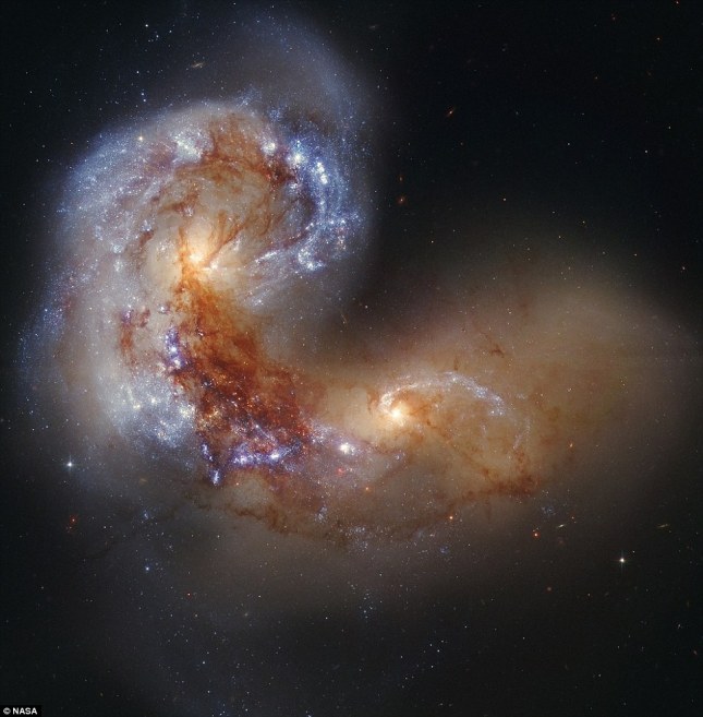 An Exploding galaxy taken by Hubble. Courtesy of NASA